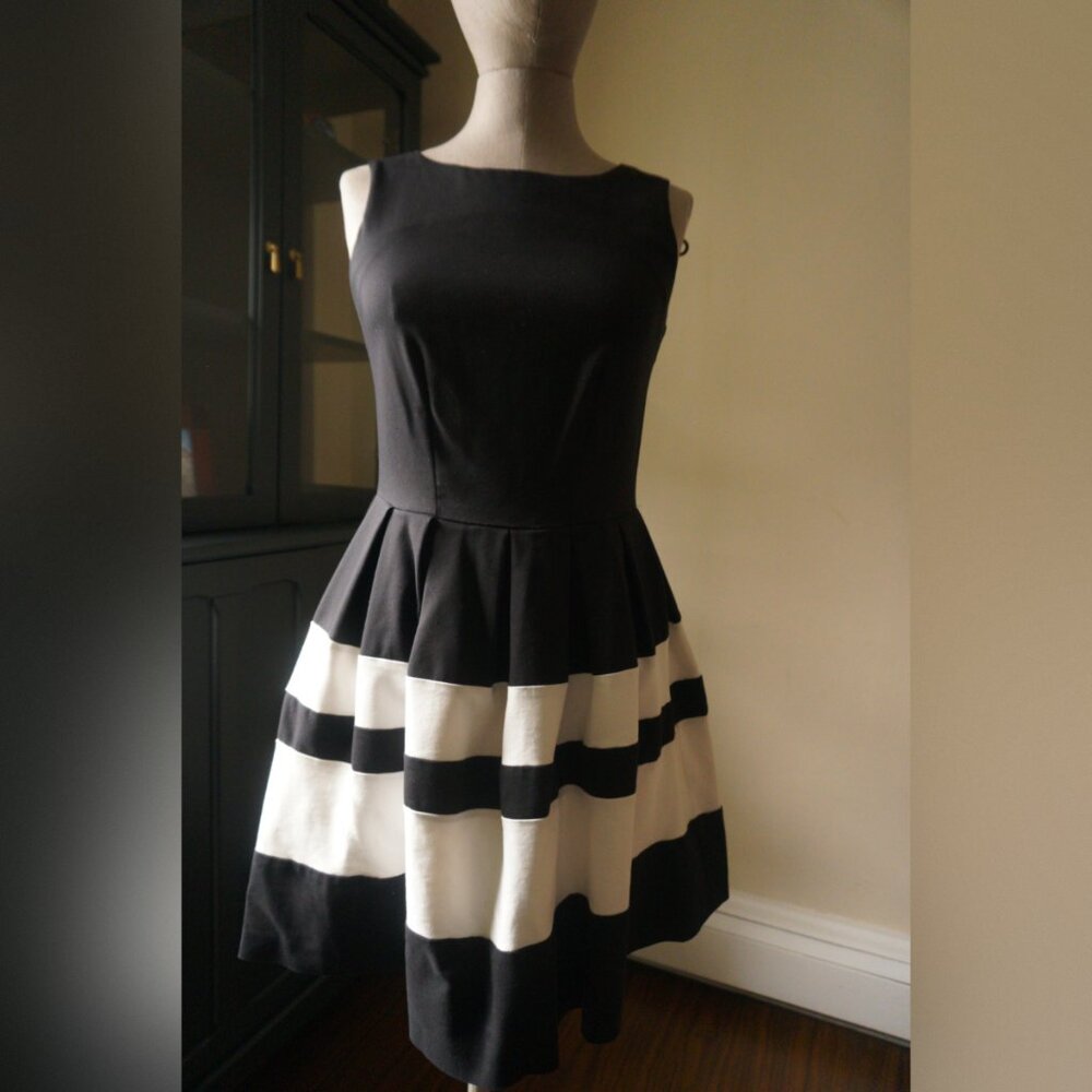 🖤🤍 Closet London Black & White Striped Skater Dress - US 4 / UK 8 🤍🖤